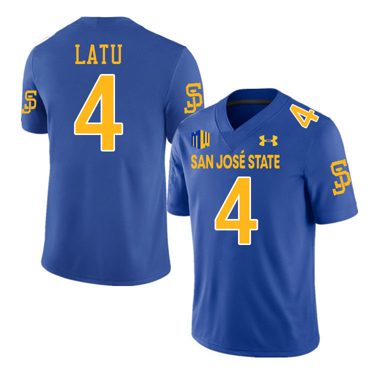 #4 Taniela Latu SJSU Jersey,San Jose State Spartans Football Jersey College Uniforms-Royal